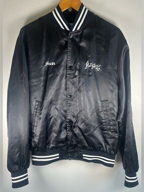 VTG 70s Avon Sportswear Women’s Baseball Satin Bomber Jacket Embroidered Angels